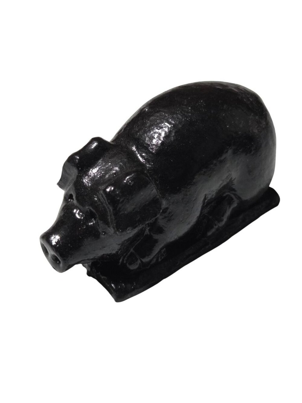 Hand Carved Black Pig Figurine Made From Pennsylvania Hard Coal 2 Inches Decor